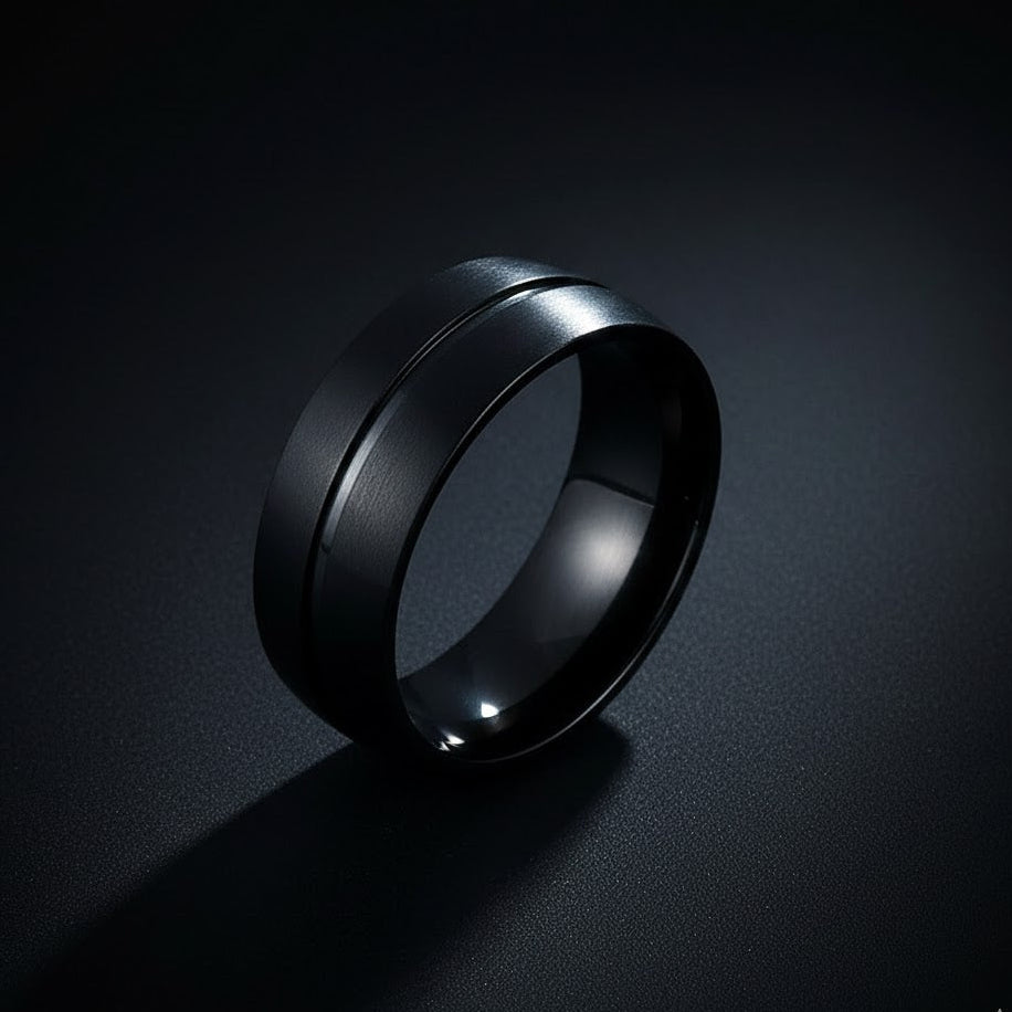 Black Stainless Steel Ring – Anillo Masculino de Acero Premium