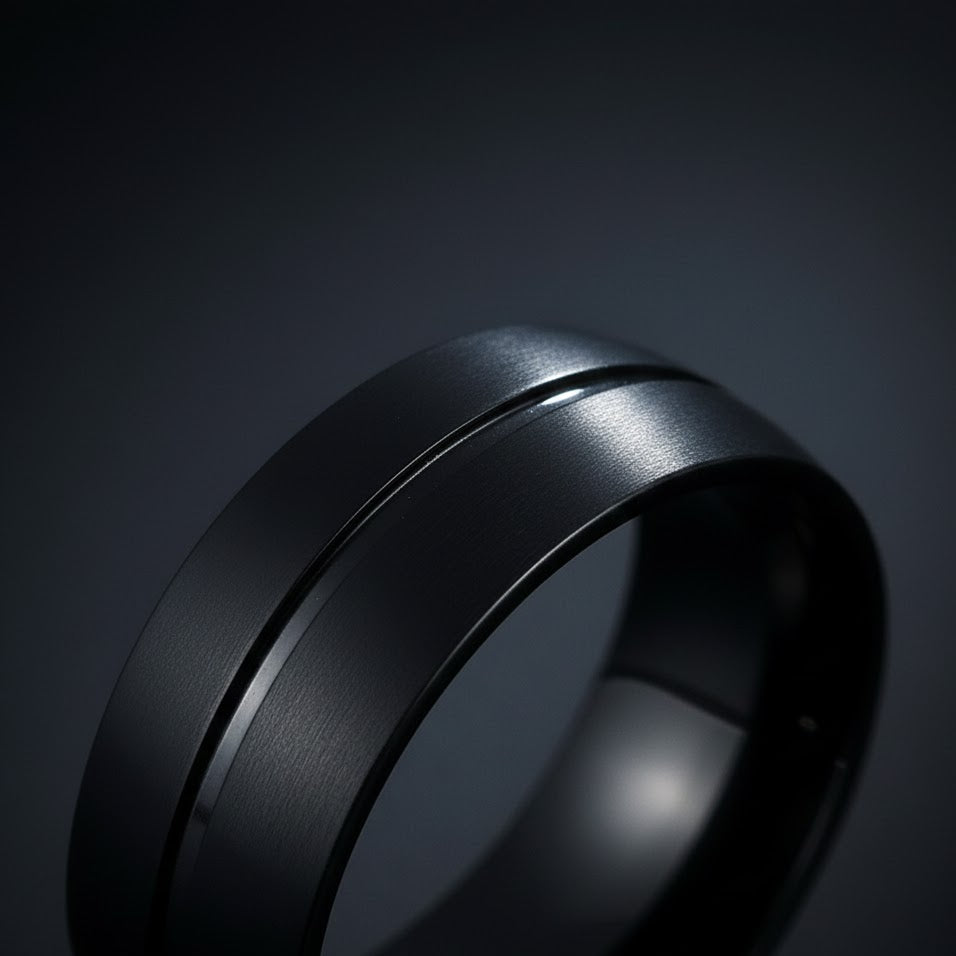 Black Stainless Steel Ring – Anillo Masculino de Acero Premium
