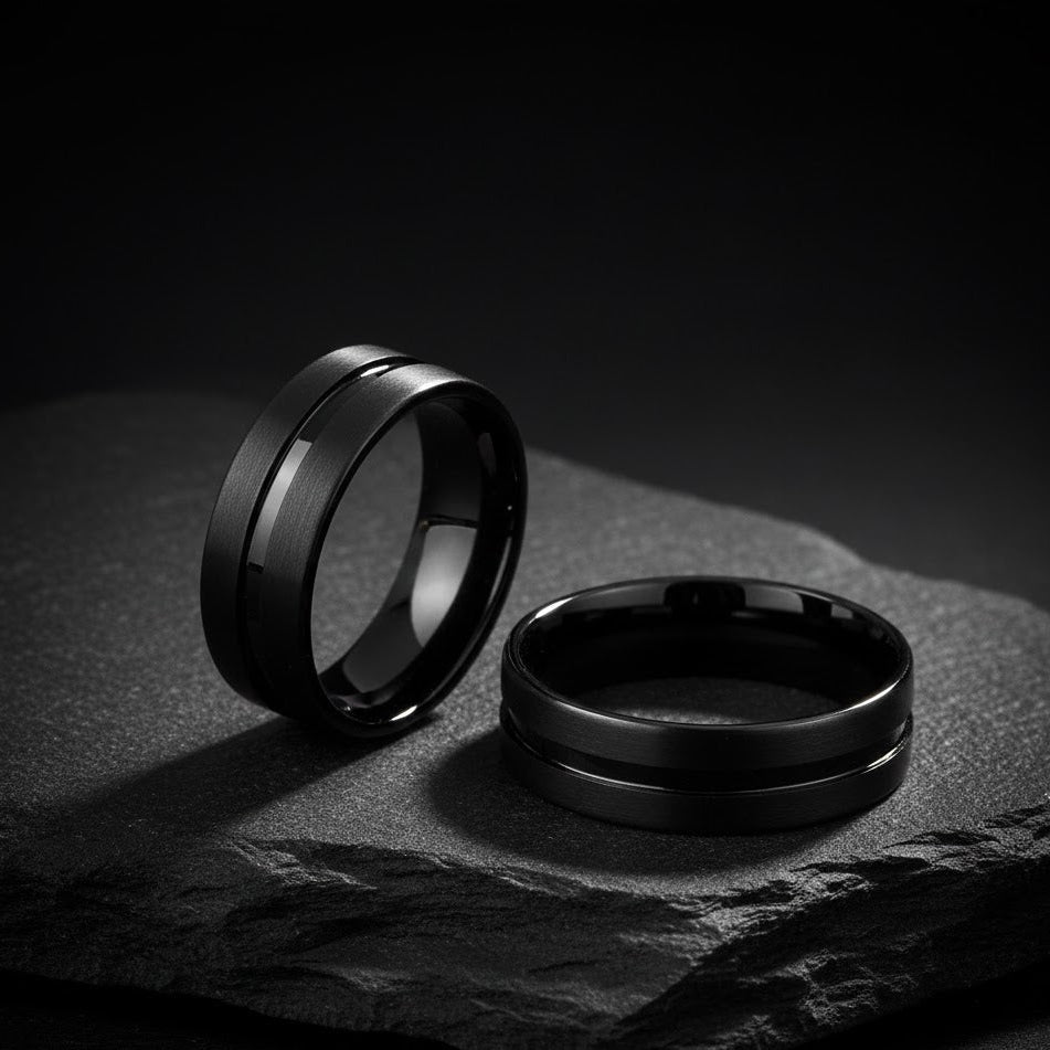 Black Stainless Steel Ring – Anillo Masculino de Acero Premium